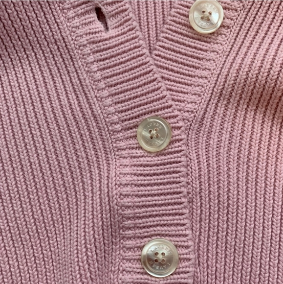 Ralph Lauren Exaggerated Cowl Neck Half Button Pull Over Cardigan Baby Pink - Picture 3 of 4